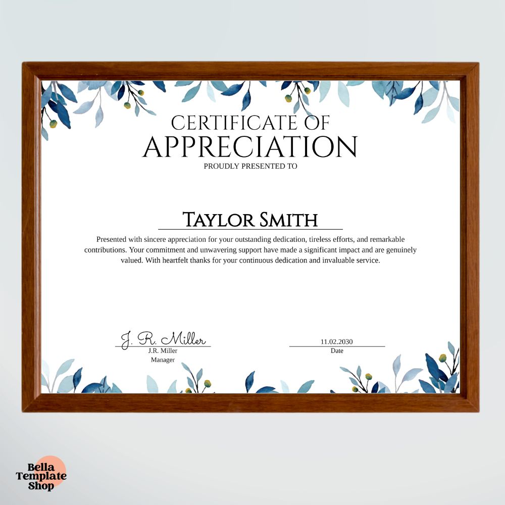 Leaf-Adorned Editable Certificate of Appreciation Template