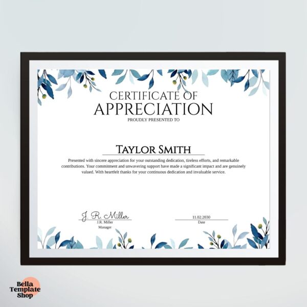 Leaf-Adorned Editable Certificate of Appreciation Template