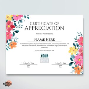 Floral Certificate of Appreciation Template