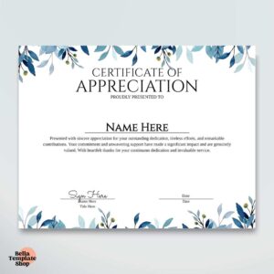Leaf-Adorned Editable Certificate of Appreciation Template