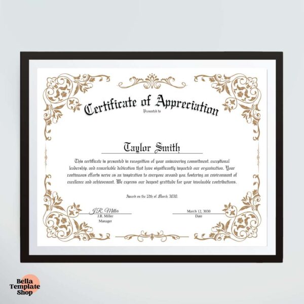 Classic Certificate of Appreciation Template