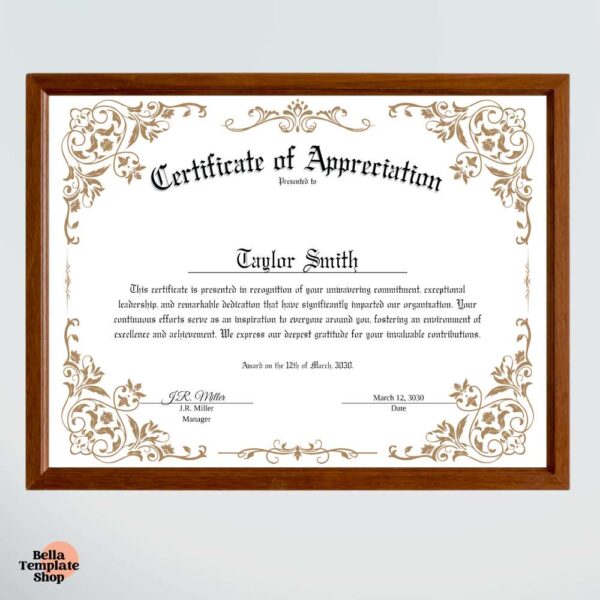 Classic Certificate of Appreciation Template