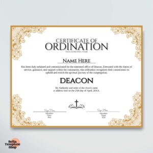 Certificate of Ordination Deacon