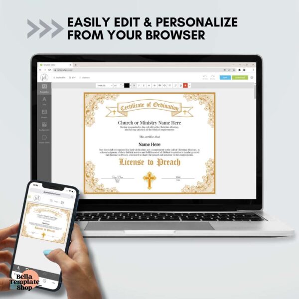 License to Preach Certificate how to edit