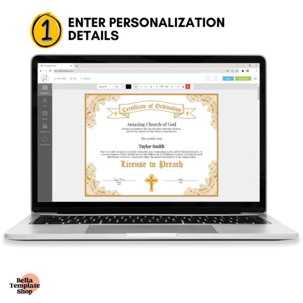 License to Preach Certificate how to edit