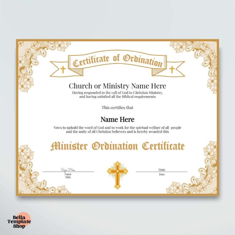 Minister Ordination Certificate