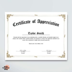 versatile Certificate of Appreciation