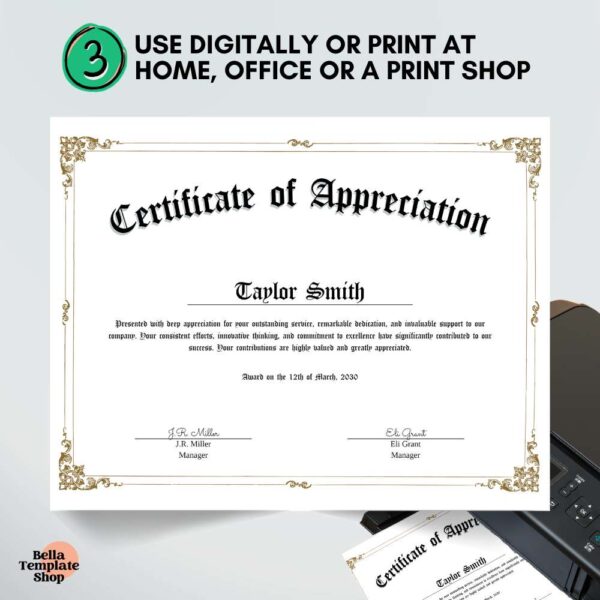 versatile Certificate of Appreciation printed