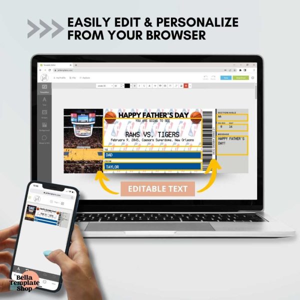 Basketball Ticket Father's Day how to personalize ticket