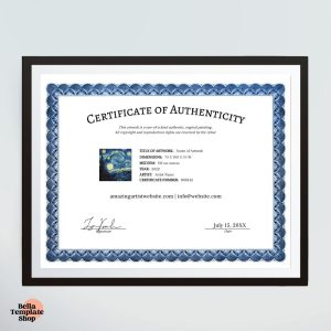 Certificate of Authenticity in a black frame
