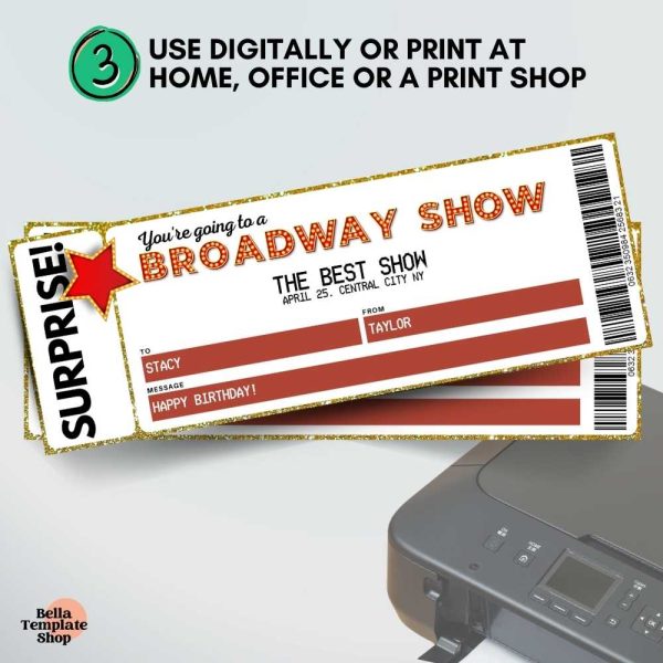 Editable Broadway Ticket Print ticket to use