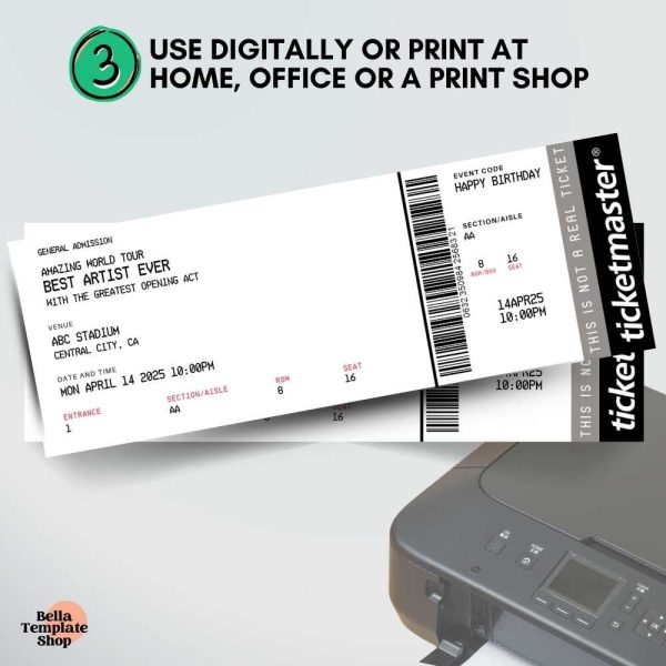 Editable Concert Ticket Print ticket to use