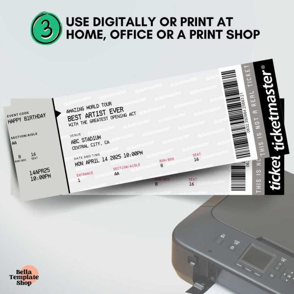 Editable Concert Ticket Print ticket to use