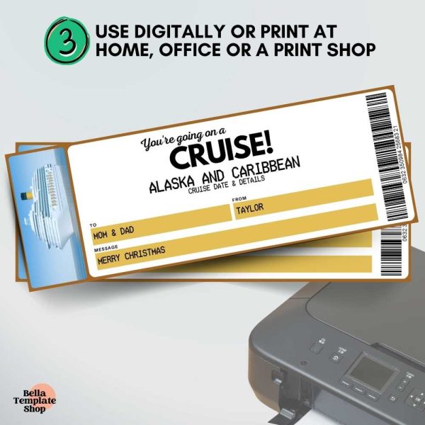 Editable Cruise Boarding Pass Ticket Print ticket to use