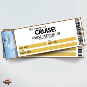 Editable Cruise Boarding Pass ticket filled out