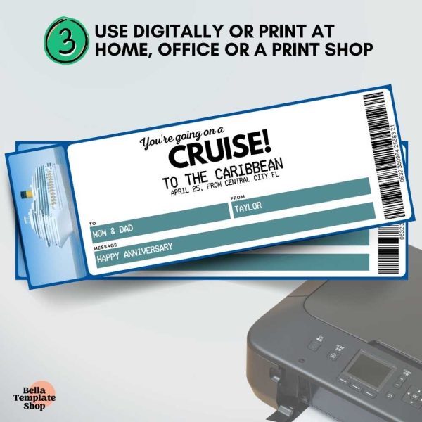 Editable Cruise Ticket Print ticket to use