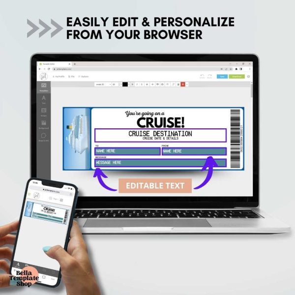 Editable Cruise Ticket how to personalize ticket