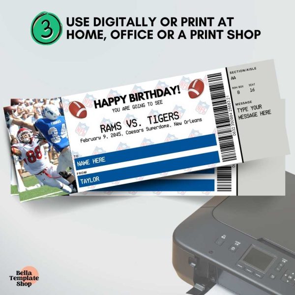 Happy Birthday Football Ticket Printed