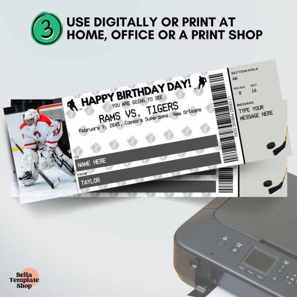 Happy Birthday Hockey Ticket Printed