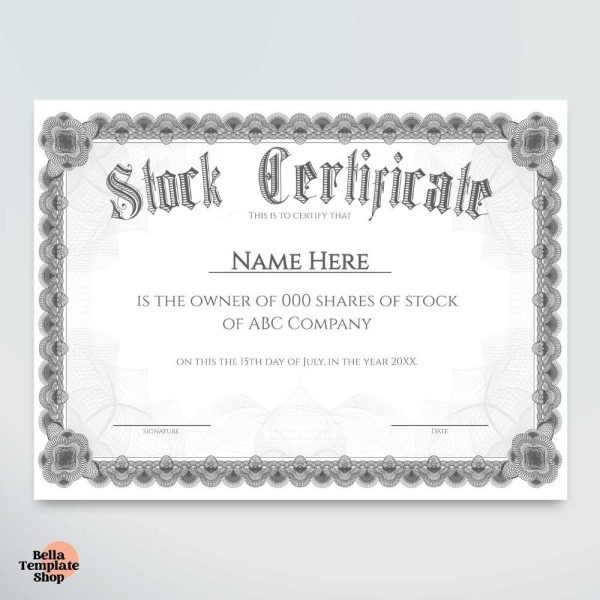 Stock Certificate What can be edited